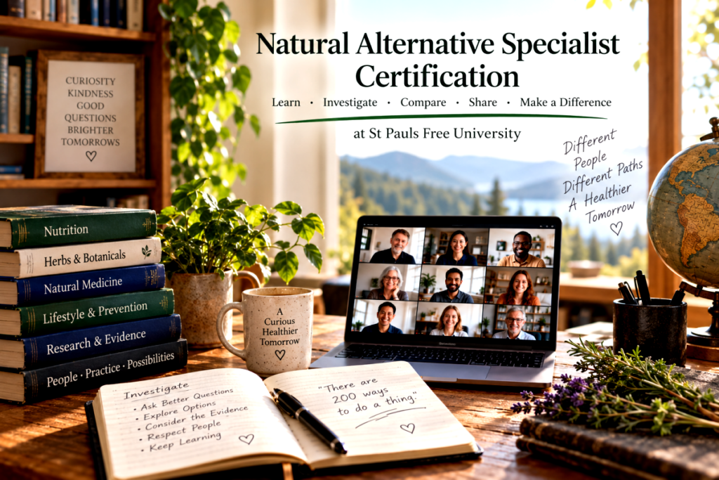 Natural Alternative Specialist Certification at St Pauls Free University